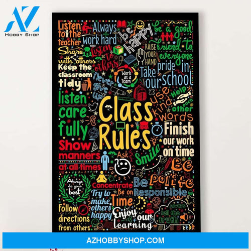 Teacher Classroom Canvas Class Rules, Student Wall Art Back to School Gift for Teacher