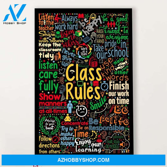 Teacher Classroom Canvas Class Rules, Student Wall Art Back to School Gift for Teacher