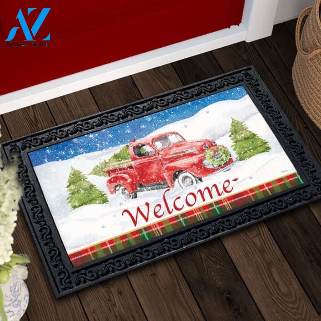Classic Red Truck Christmas Doormat - 18" x 30"