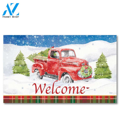 Classic Red Truck Christmas Doormat - 18" x 30"