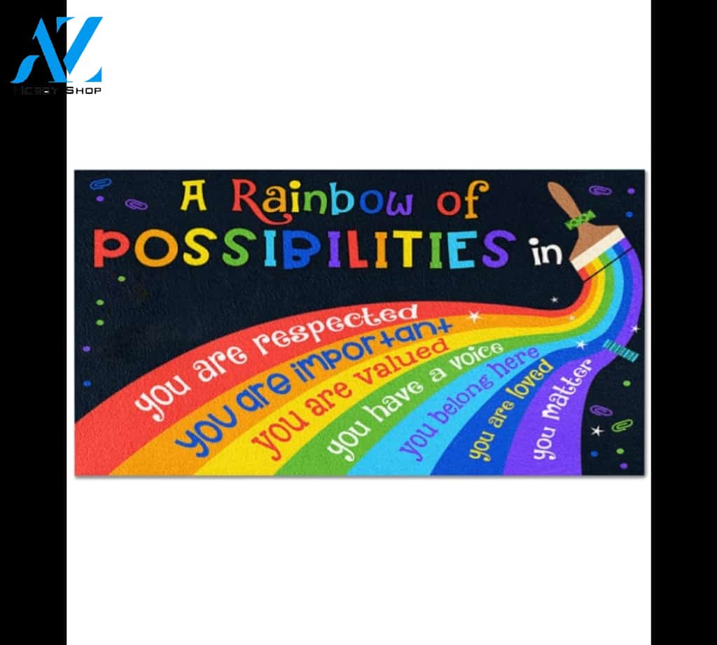 Classroom A Rainbow Of Possibilities Doormat Indoor And Outdoor Mat Entrance Rug Sweet Home Decor Housewarming Gift Gift For Classroom Friend Family Stem Feminist