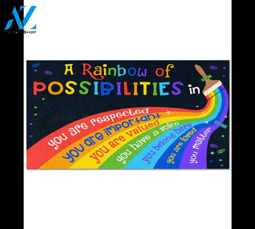 Classroom A Rainbow Of Possibilities Doormat Indoor And Outdoor Mat Entrance Rug Sweet Home Decor Housewarming Gift Gift For Classroom Friend Family Stem Feminist