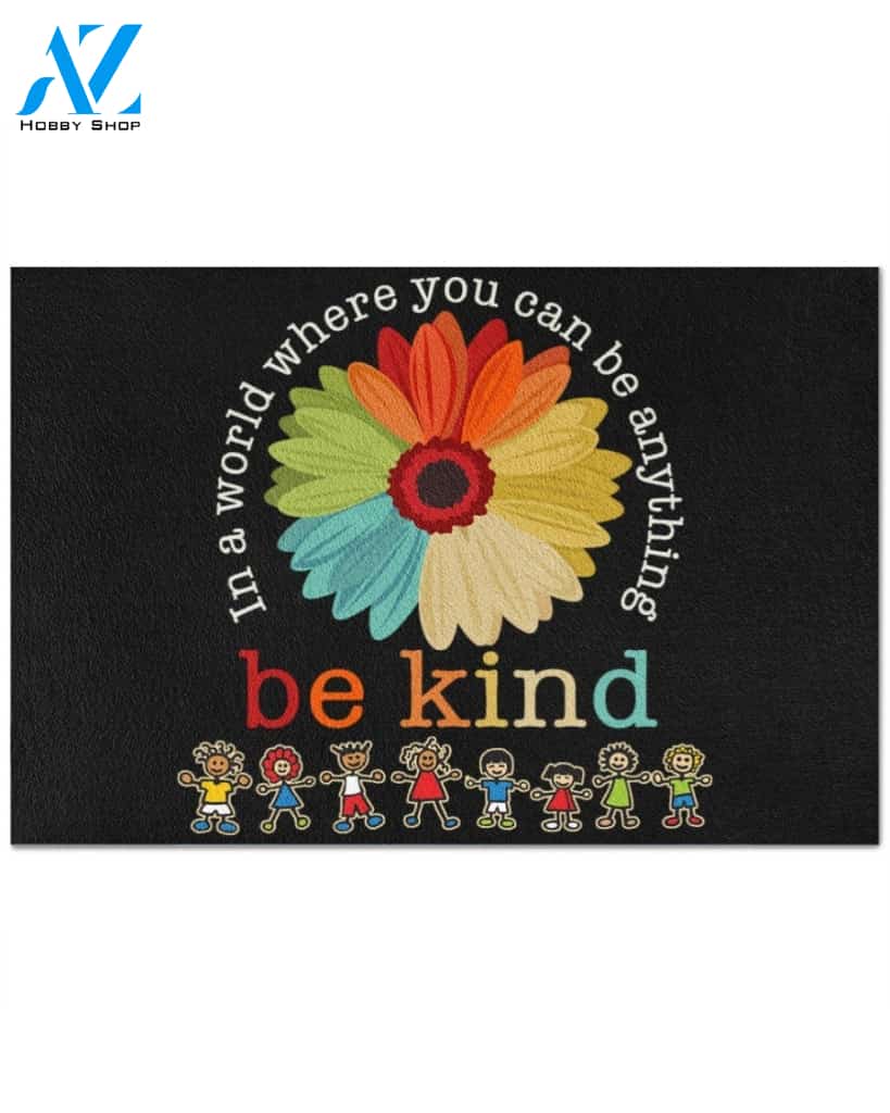 Classroom In A World Where You Can Be Anything Doormat Indoor And Outdoor Mat Entrance Rug Sweet Home Decor Housewarming Gift Gift For Classroom Friend Family Stem Feminist