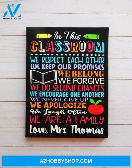 CLASSROOM RULES CUSTOM PAINTED TEACHER CANVAS