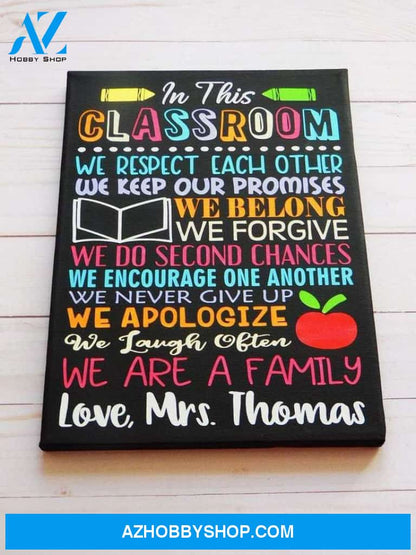 CLASSROOM RULES CUSTOM PAINTED TEACHER CANVAS