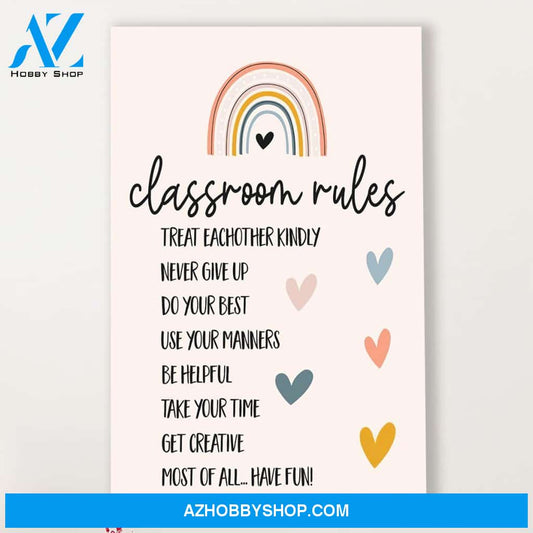 Teacher Classroom Canvas Classroom Rules, Student Wall Art Back to School Gift for Teacher