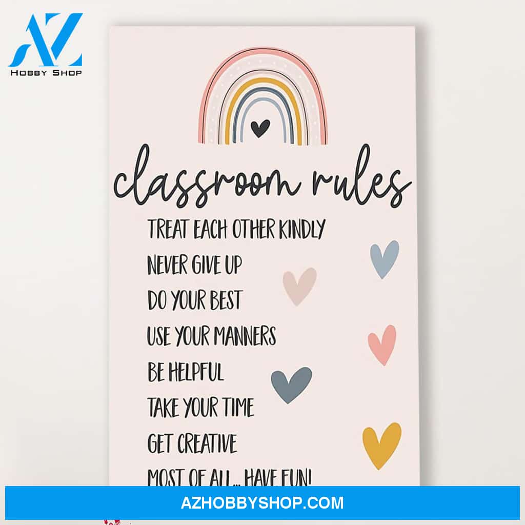 Teacher Classroom Canvas Classroom Rules, Student Wall Art Back to School Gift for Teacher