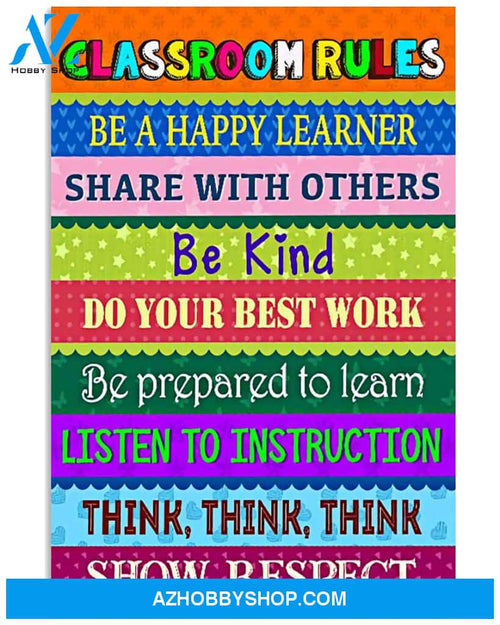 Classroom Rulesposter Be A Happy Learner Share With Others Be Kind Wall Decor