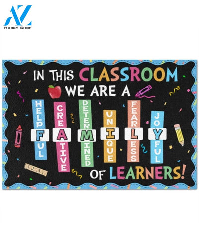 Classroom We Are A Family Of Learners Doormat Indoor And Outdoor Mat Entrance Rug Sweet Home Decor Housewarming Gift Gift For Classroom Friend Family Stem Feminist