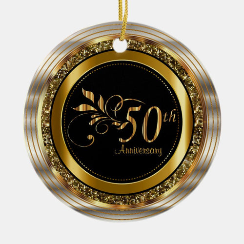 Classy 50Th Golden Anniversary Ceramic Ornament