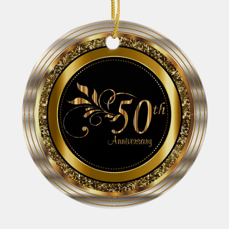 Classy 50Th Golden Anniversary Ceramic Ornament