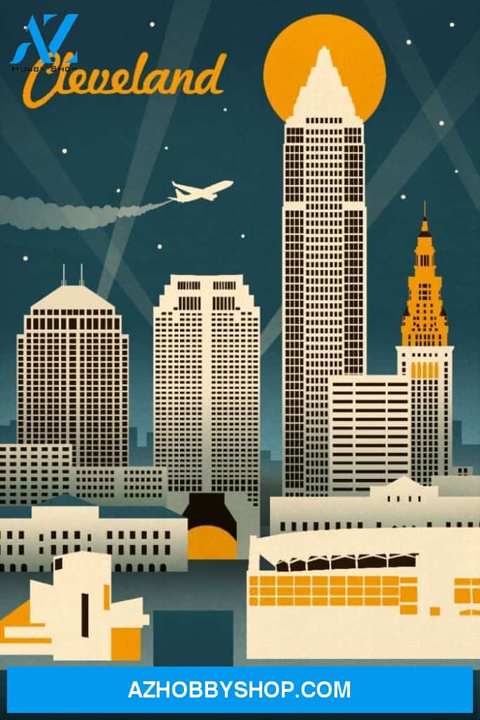 Cleveland Ohio Retro Skyline 97459