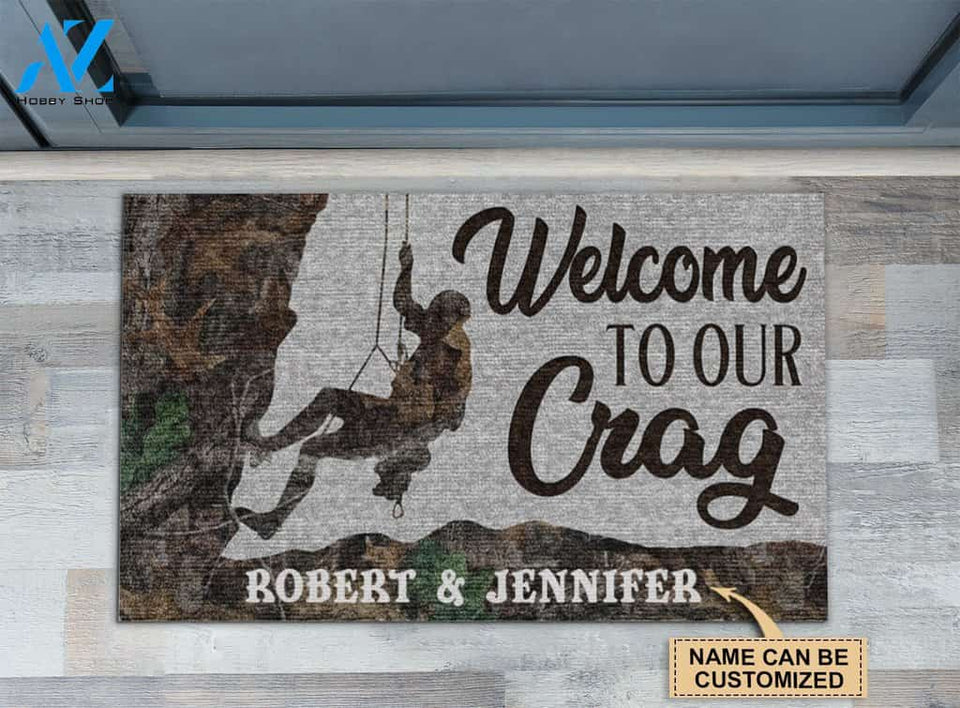 Climbing Welcome To Our Crag Custom Doormat | Welcome Mat | House Warming Gift