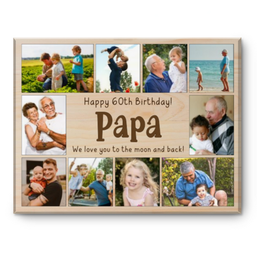 Papa Photo Collage Canvas Print, Personalized Birthday Gift For Papa