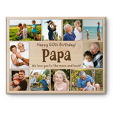 Papa Photo Collage Canvas Print, Personalized Birthday Gift For Papa