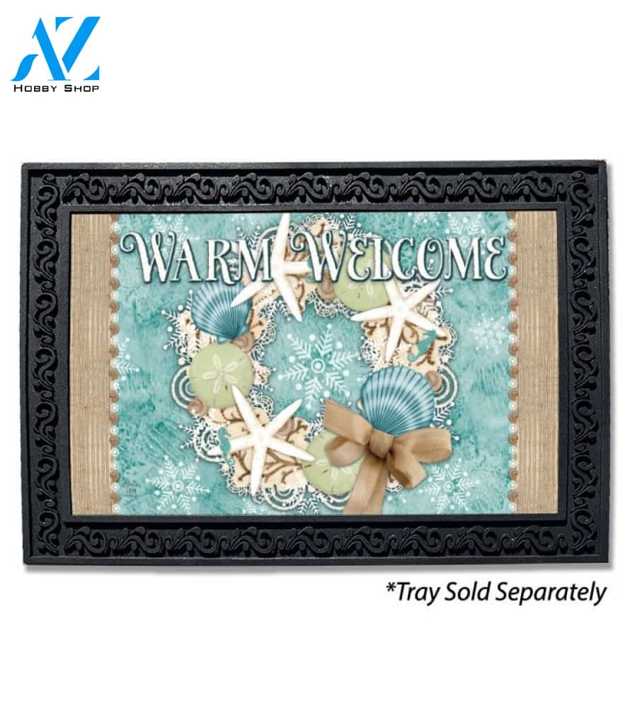 Coastal Christmas Wreath Doormat - 18" x 30"
