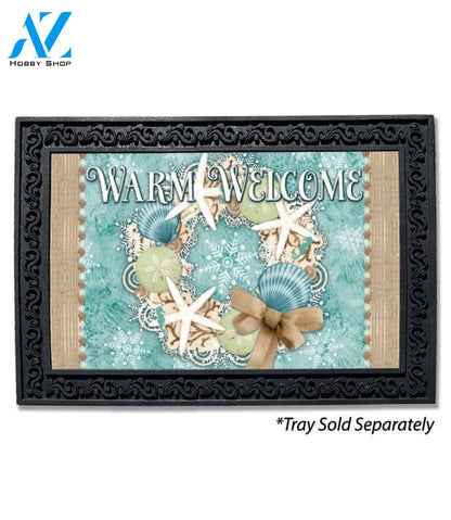 Coastal Christmas Wreath Doormat - 18" x 30"