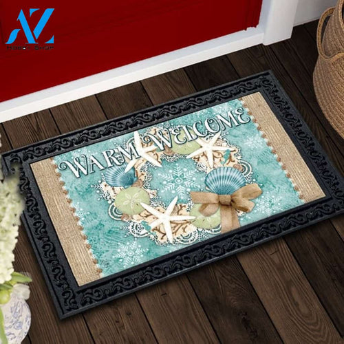 Coastal Christmas Wreath Doormat - 18" x 30"