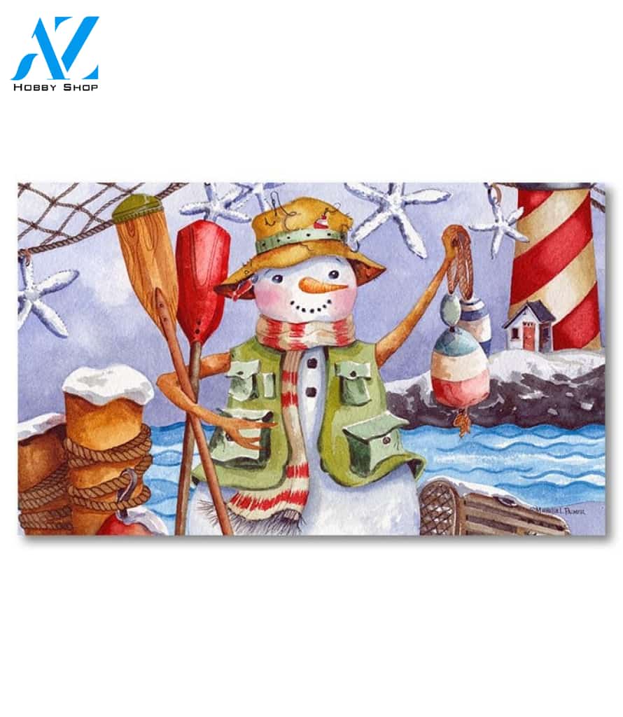 Coastal Snowman Doormat - 18" x 30"