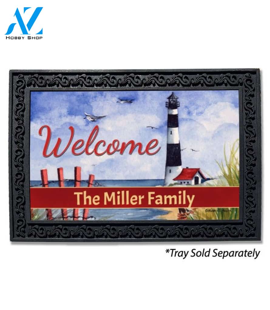 Coastal Summer Lighthouse Personalized Doormat - 18" x 30"