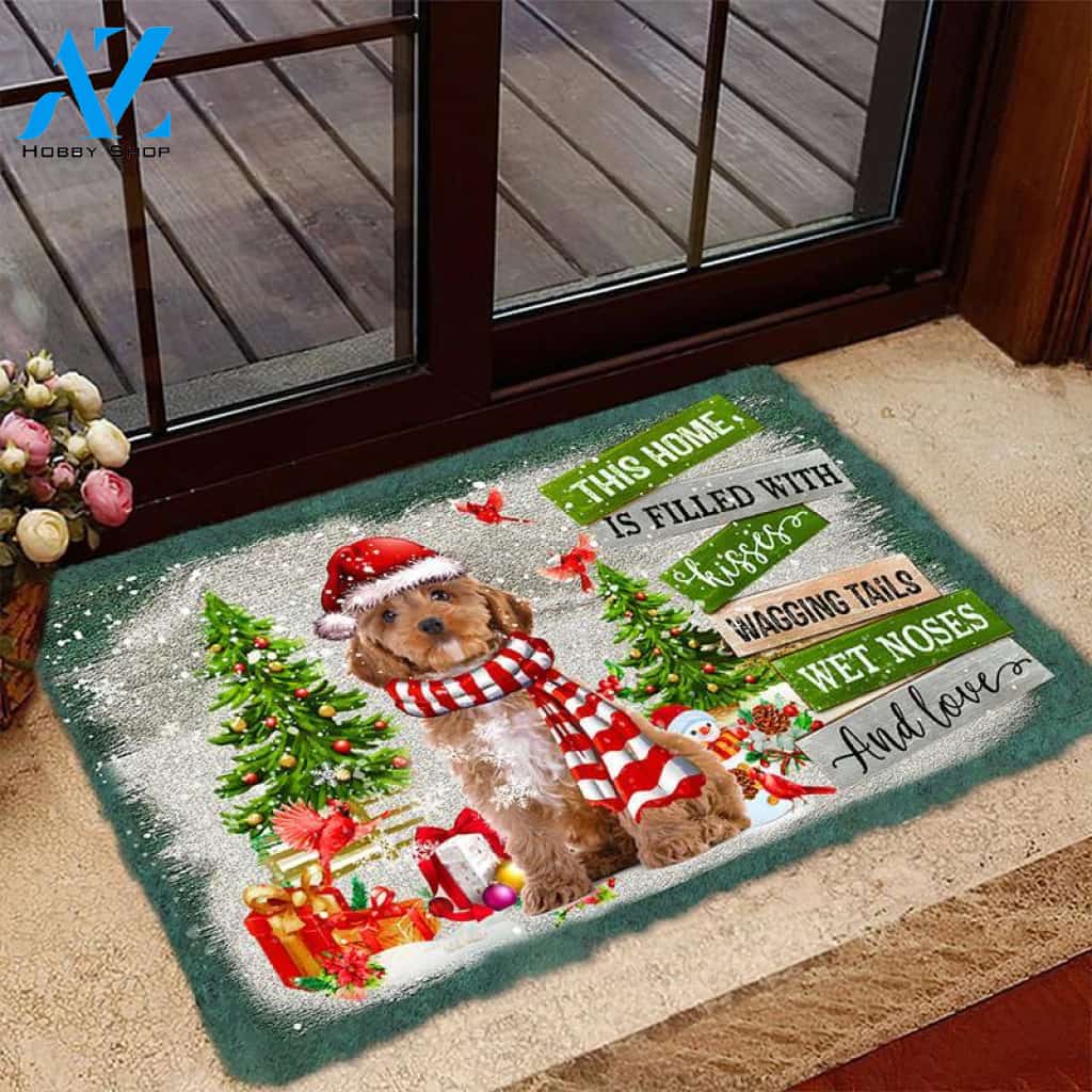 Cockapoo 02 This Home Is Filled With Kisses Christmas Dog Doormat