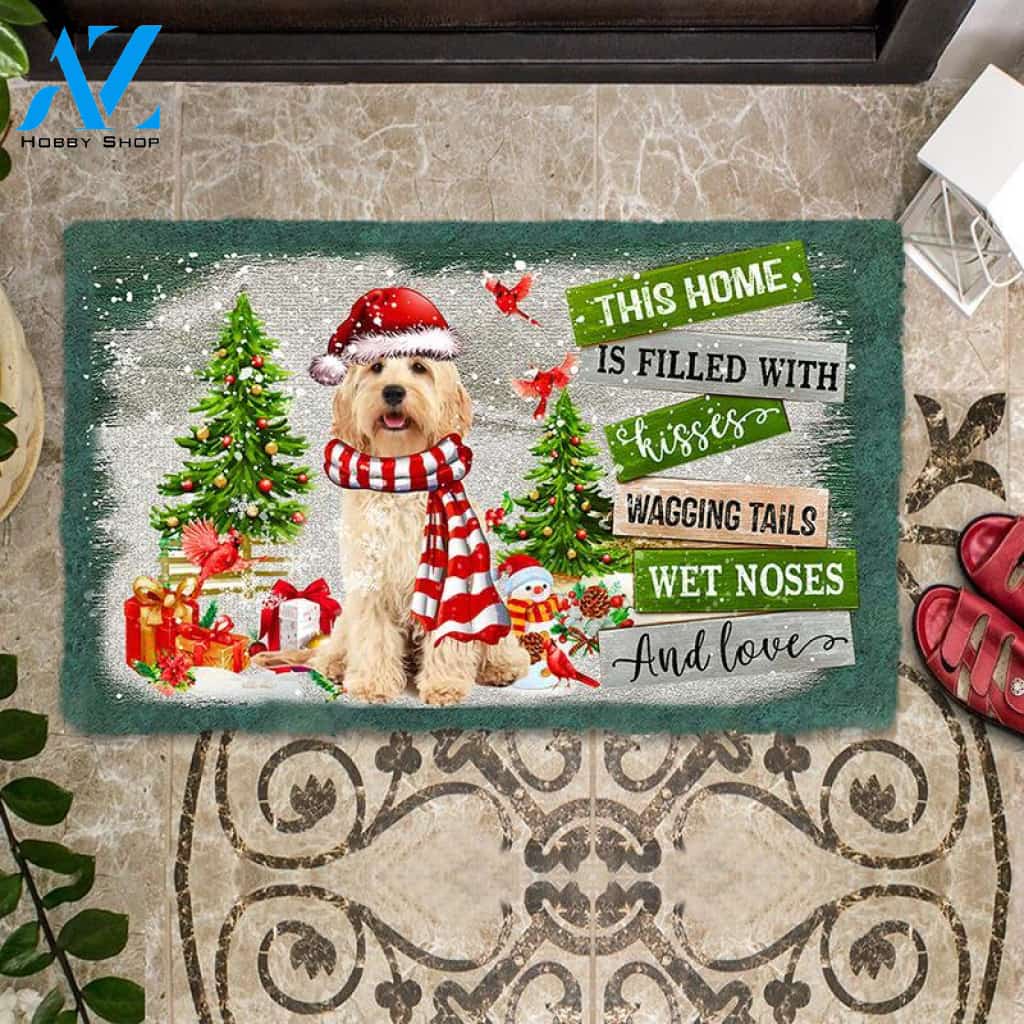 Cockapoo 03 This Home Is Filled With Kisses Christmas Dog Doormat