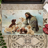 Jesus Surrounded By Cockapoos Doormat