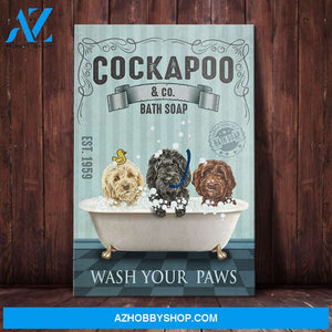 Cockapoo Dog Bath Soap Canvas Wall Art, Wall Decor Visual Art