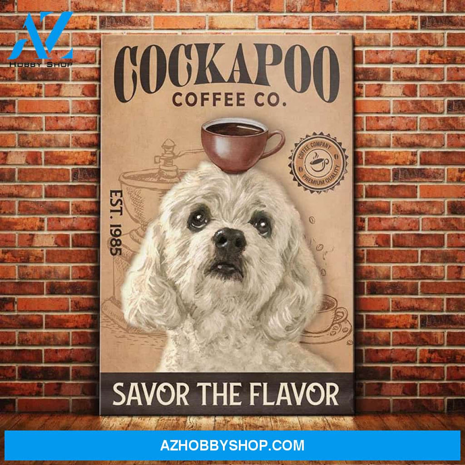 Cockapoo Dog Coffee Company Canvas Wall Art, Wall Decor Visual Art