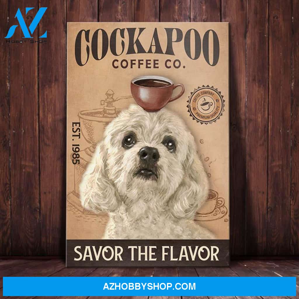 Cockapoo Dog Coffee Company Canvas Wall Art, Wall Decor Visual Art