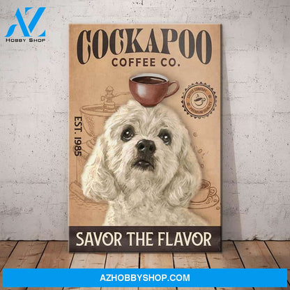 Cockapoo Dog Coffee Company Canvas Wall Art, Wall Decor Visual Art