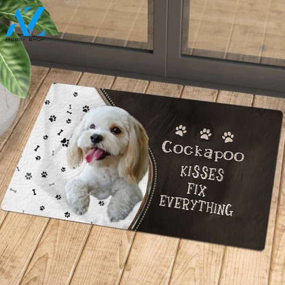 Cockapoo Doormat, Kisses Fix Everything Doormat, Dog Welcome Mat, Funny Welcome Mats for Dogs Lovers