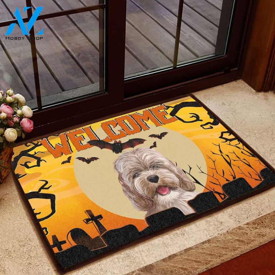 Cockapoo Halloween Welcome - Dog Doormat Welcome Mat House Warming Gift Home Decor Gift for Dog Lovers Funny Doormat Gift Idea