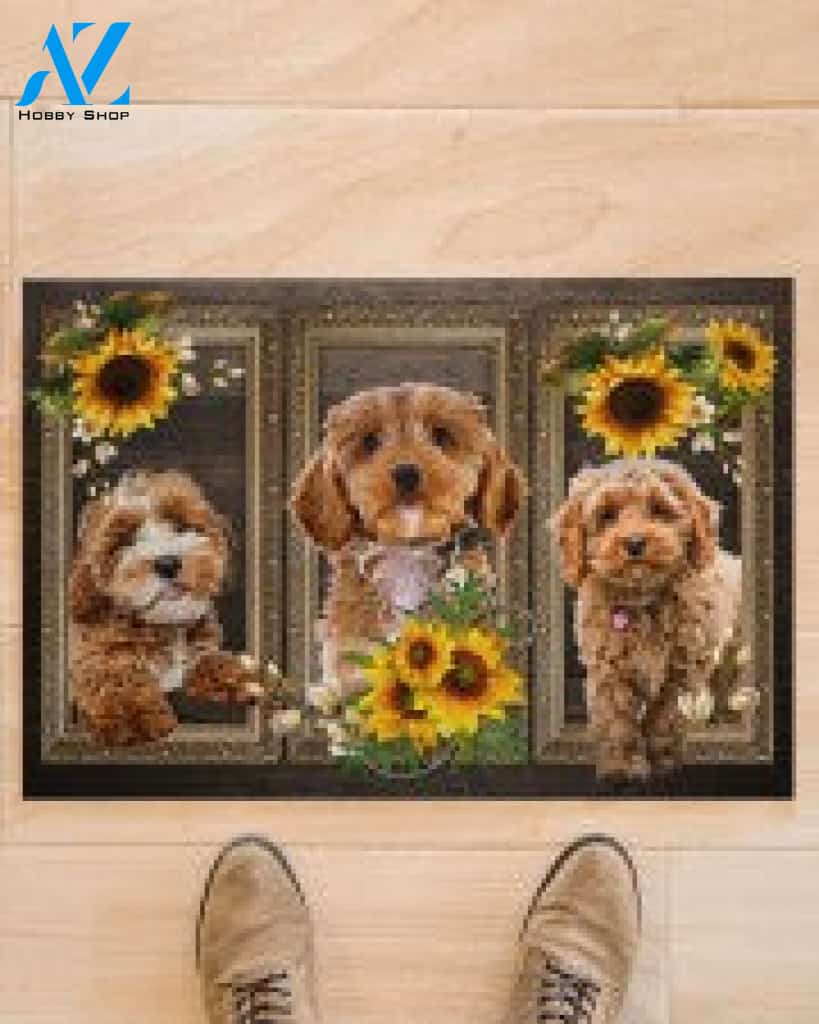 Cockapoo Lovely Sunflowers Gift For You Doormat