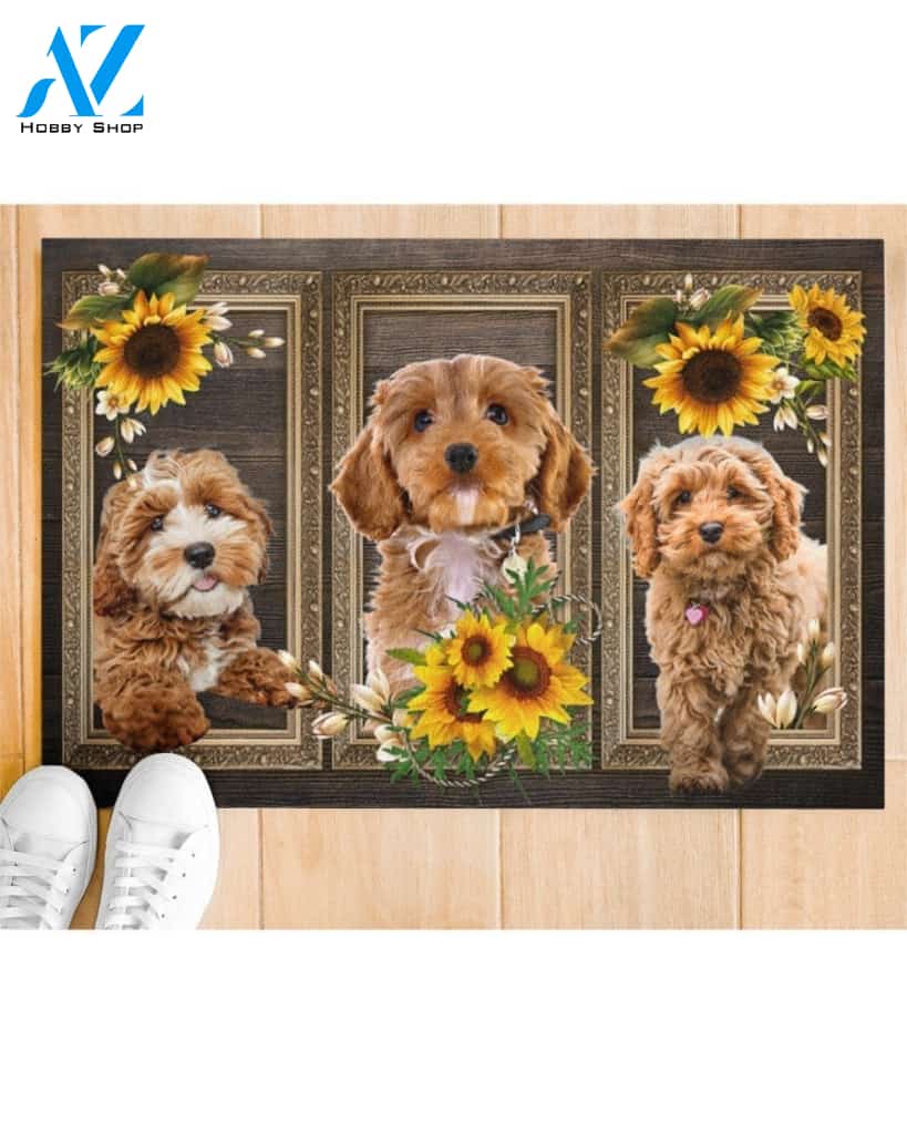 Cockapoo Lovely Sunflowers Gift For You Easy Clean Welcome DoorMat | Felt And Rubber | DO1733