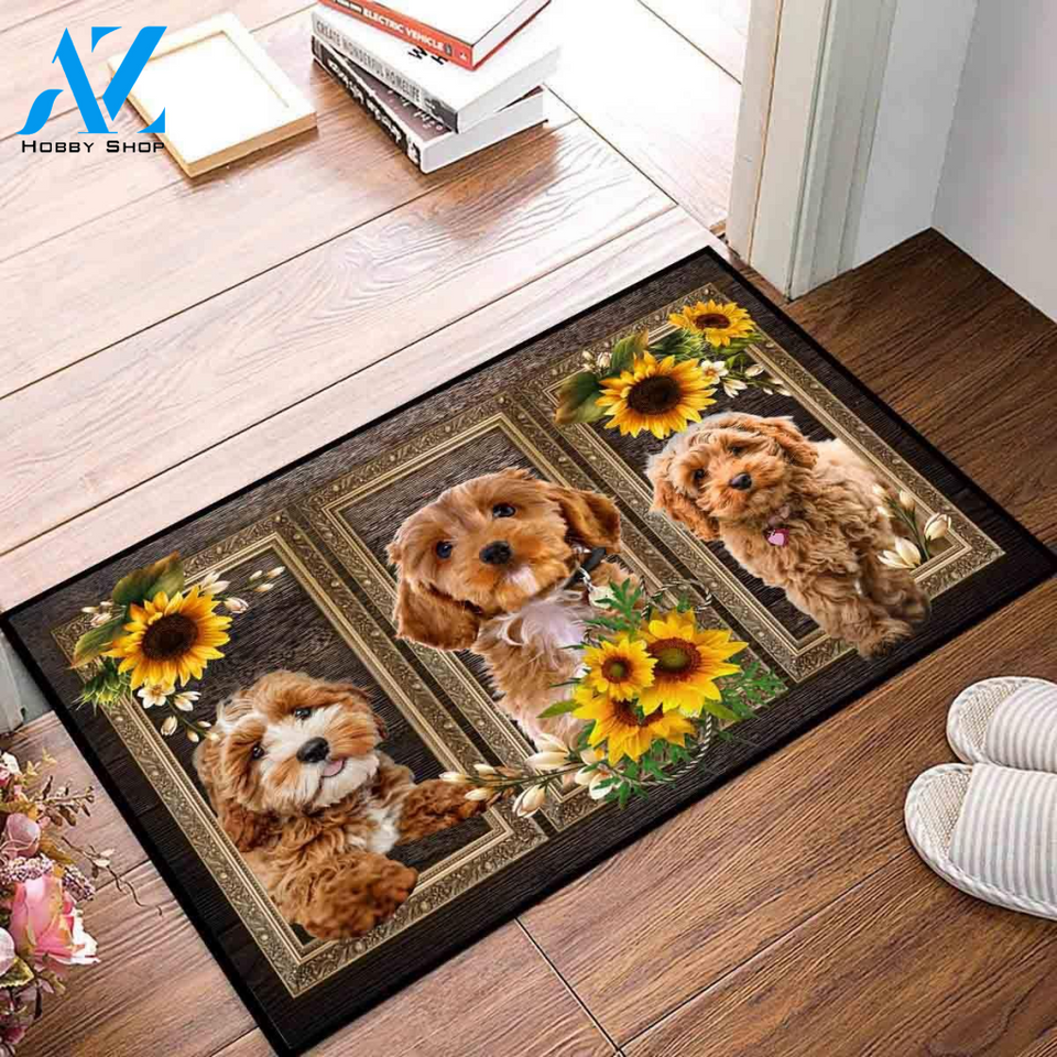 Cockapoo Lovely Sunflowers Gift For You Easy Clean Welcome DoorMat | Felt And Rubber | DO1733