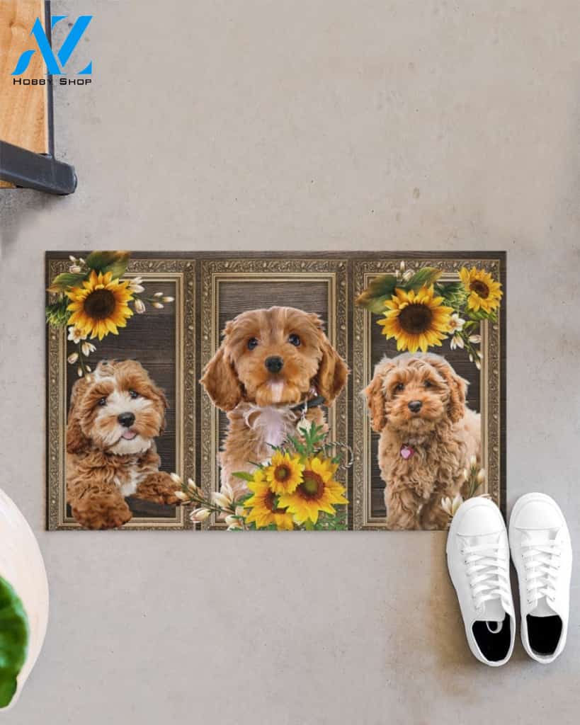 Cockapoo Lovely Sunflowers Indoor And Outdoor Doormat Gift For Dog Lovers Birthday Gift Decor Warm House Gift Welcome Mat