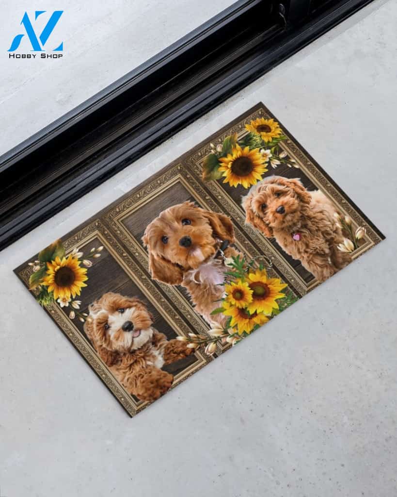 Cockapoo Lovely Sunflowers Indoor And Outdoor Doormat Gift For Dog Lovers Birthday Gift Decor Warm House Gift Welcome Mat