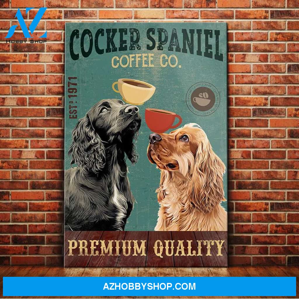 Cocker Spaniel Dog Coffee Company Canvas Wall Art, Wall Decor Visual Art