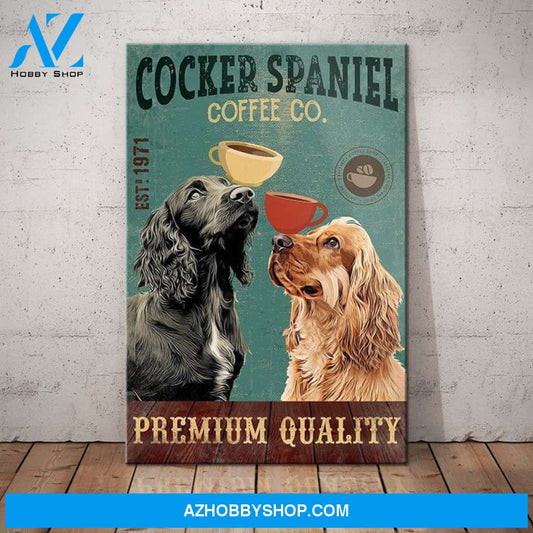 Cocker Spaniel Dog Coffee Company Canvas Wall Art, Wall Decor Visual Art