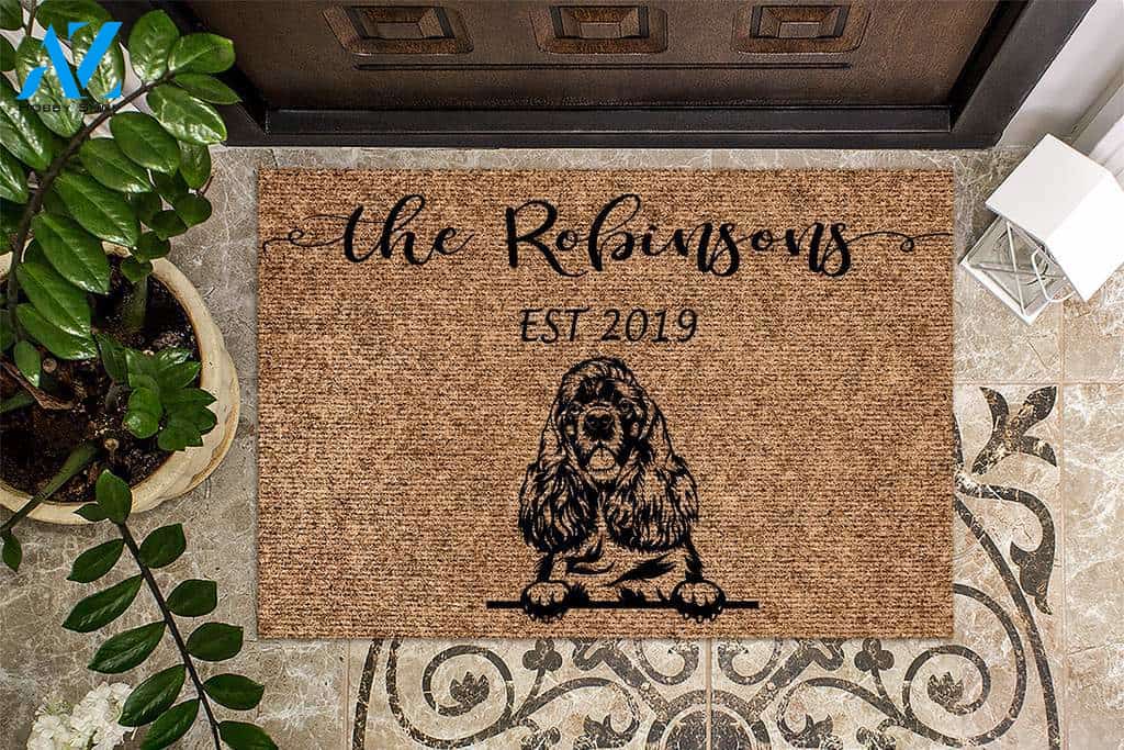 Cocker Spaniel Funny Dog Custom Name & Year Doormat