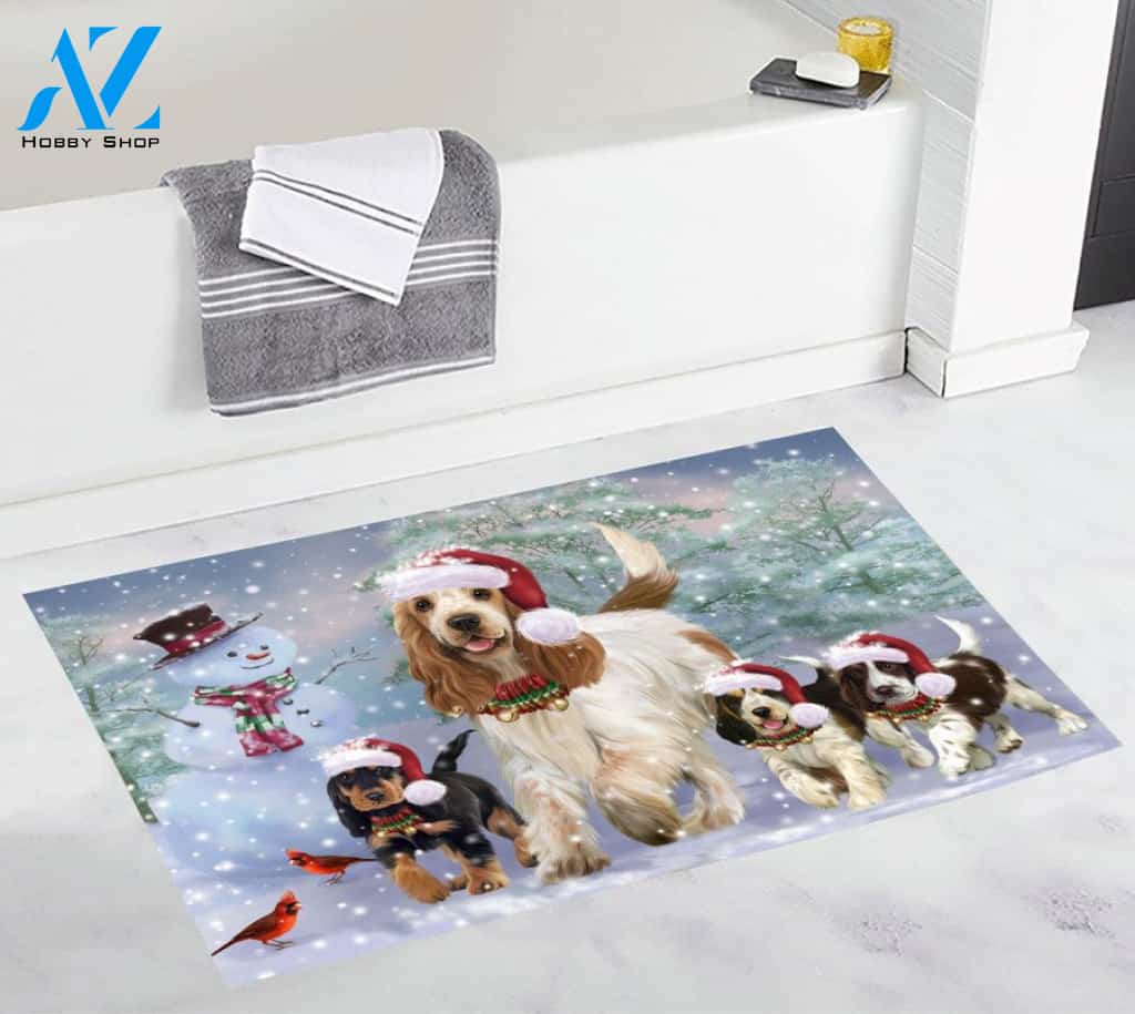 Cocker Spaniels Christmas Dog Running Doormat