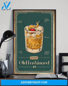 Cocktail Poster The Old Fashioned Recipe Vintage Poster Canvas, Wall Decor Visual Art