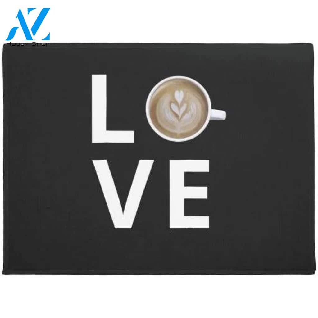 Coffee Art Love Latte Cappuccino Heart Barista Doormat Warm House Gift Welcome Mat Gift for Friend Family