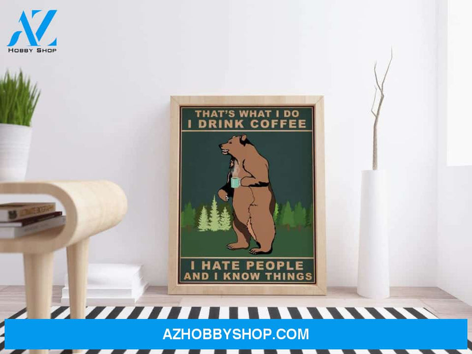 Coffee Bear Poster, Kitchen Canvas And Poster, Wall Decor Visual Art
