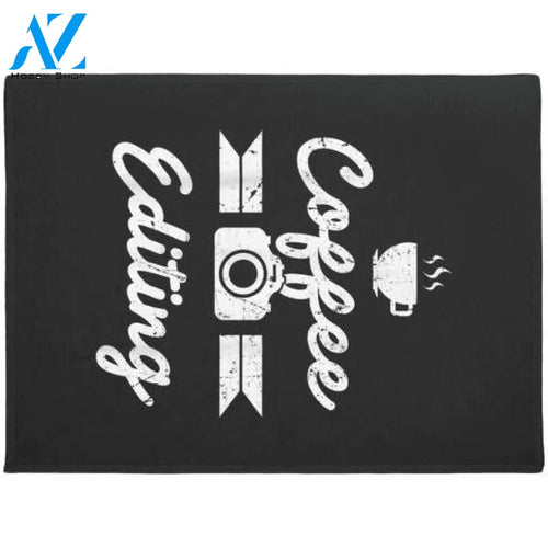 Coffee Editing Photography Camera Photo Photographer Doormat Warm House Gift Welcome Mat Gift for Friend Family