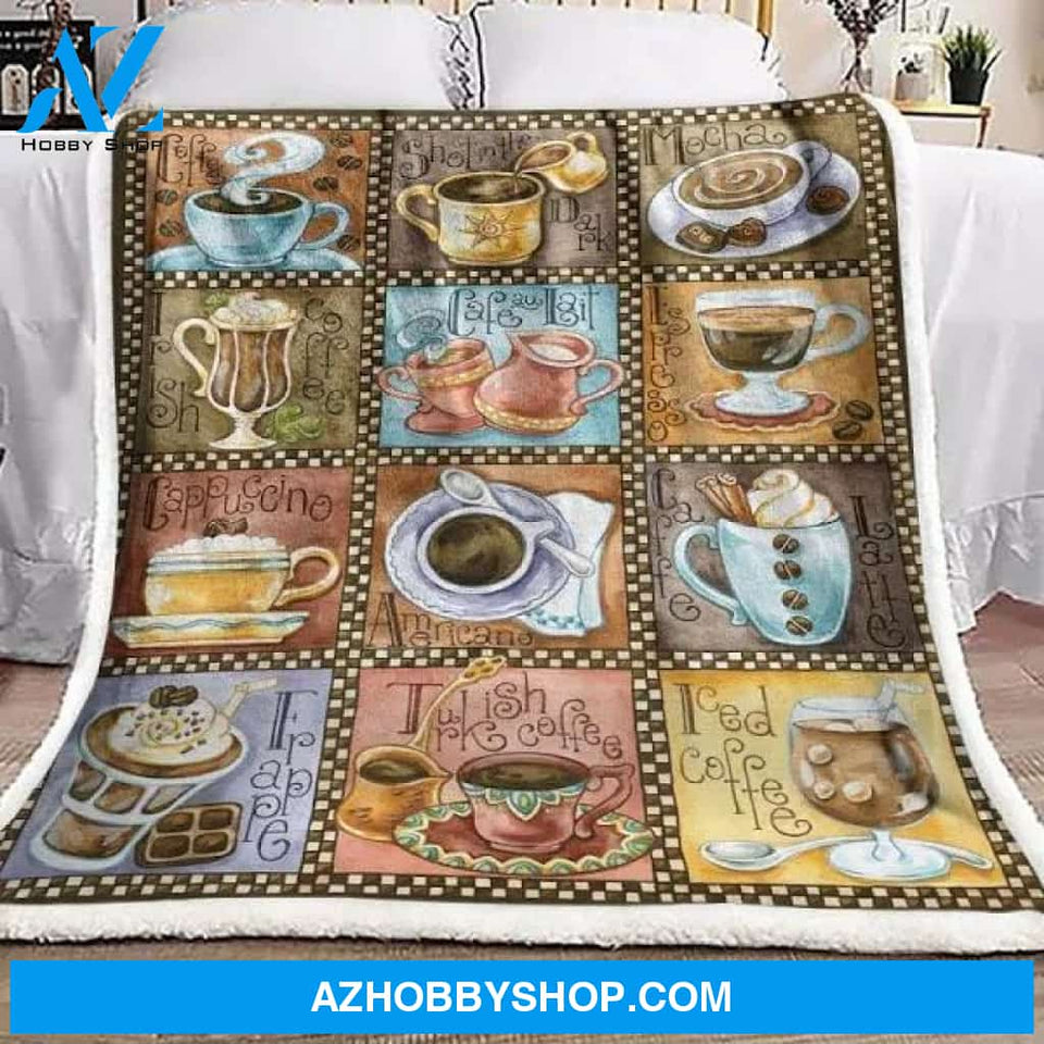 Coffee Sherpa Fleece Blanket