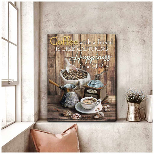 Coffee Wall, Happiness in a Cup Poster Canvas Wall Decor Visual Art