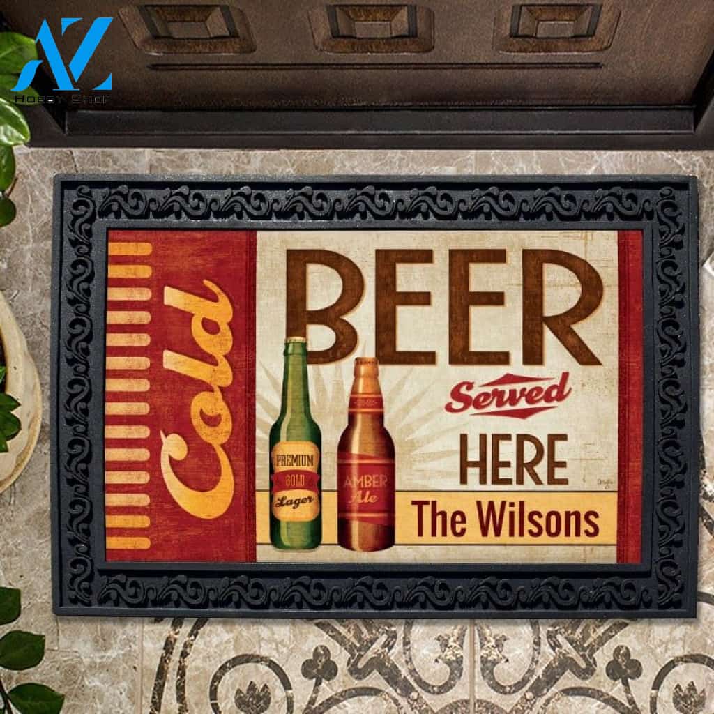 Cold Beer Served Here Personalized Doormat - 18" x 30"
