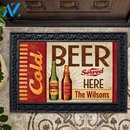 Cold Beer Served Here Personalized Doormat - 18" x 30"